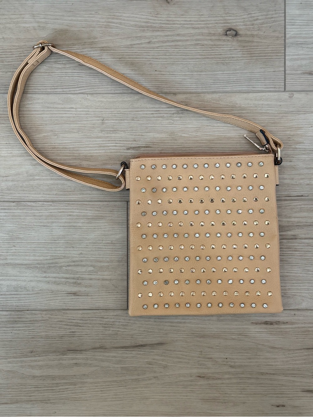 Studded Crossbody Bag in Light Tan